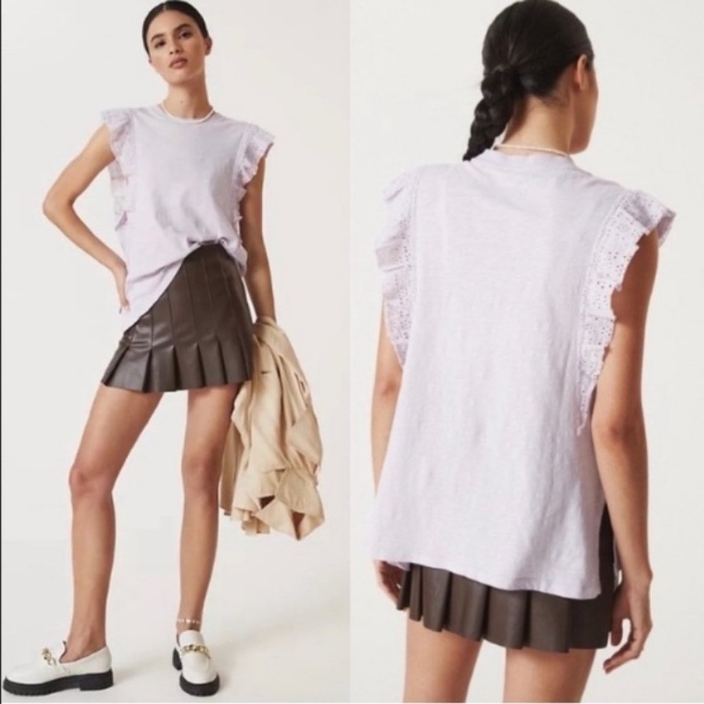 NWT ANTHROPOLOGIE PILCRO Sustainable Eyelet Ruffle Tunic Tank Top S